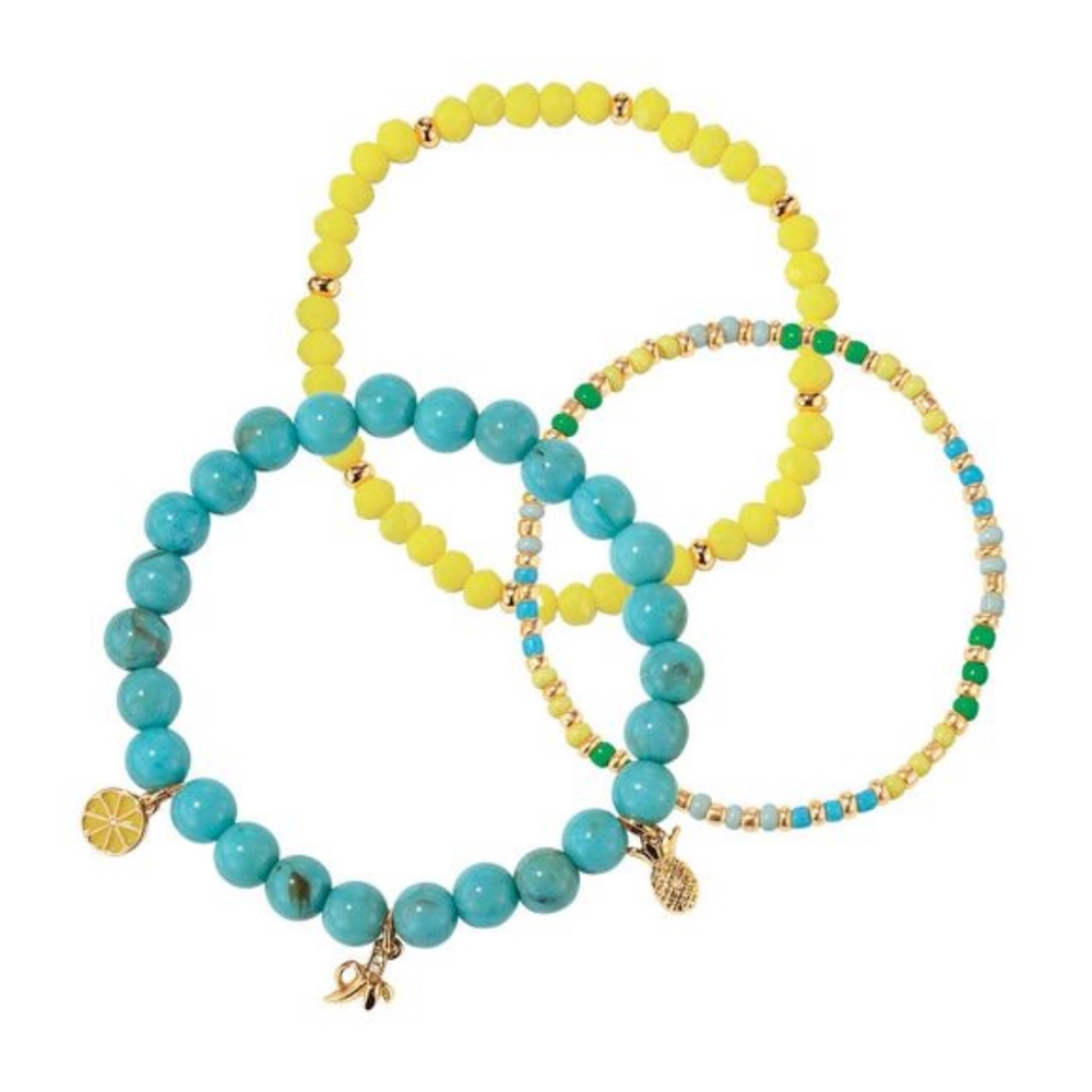 Yellow & Blue Stretch Charm Bracelets